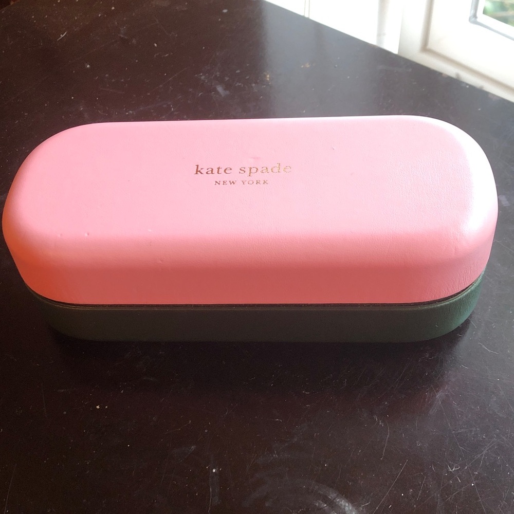 Kate Spade pink and green glasses case OS